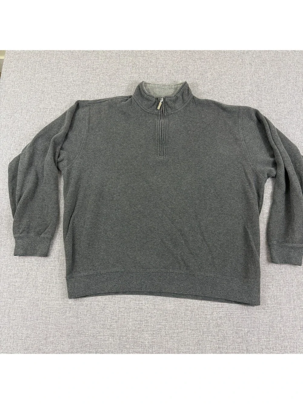 Orvis Mens XL Gray 1/4 Zip Pullover Sweatshirt Cotton Mock Neck